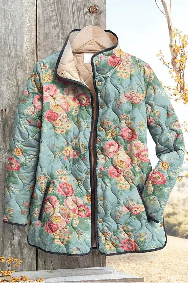 Nadja™ | Steppjacke mit Rosen auf Mint