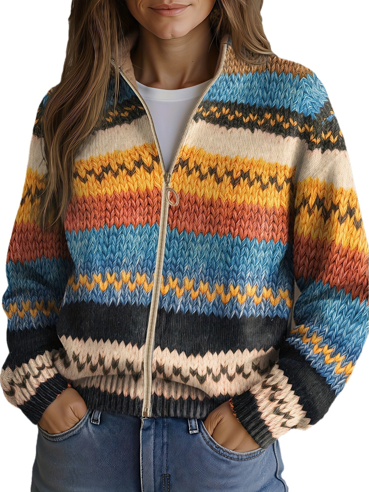 Elke™ | Cardigan im Zickzack-Streifen