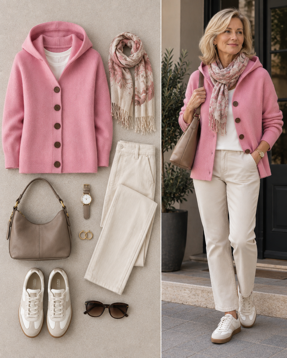 Cardigan Confort mit Kapuze aus Strick