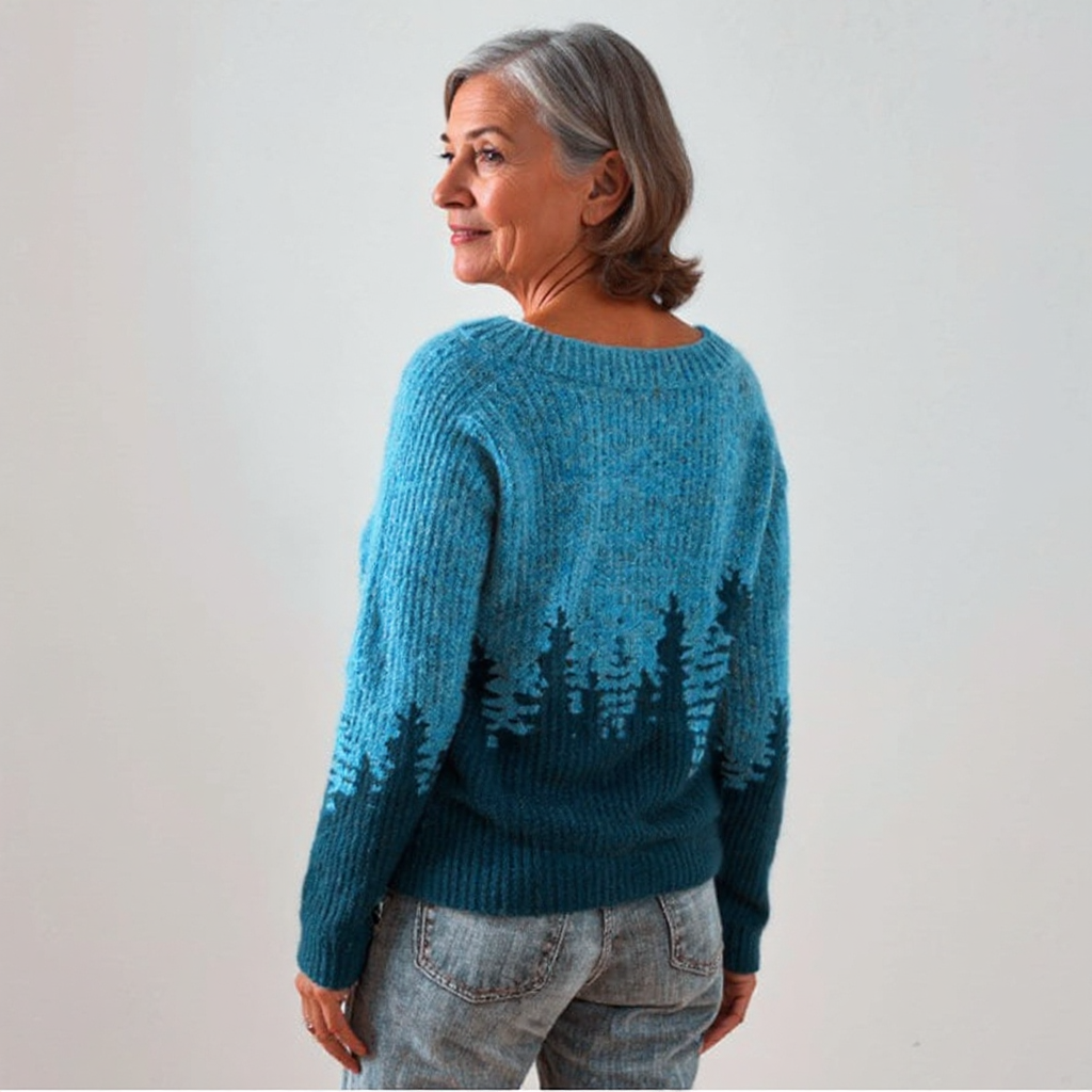 Edeltraud™ | Pullover mit Tannen in Petrol