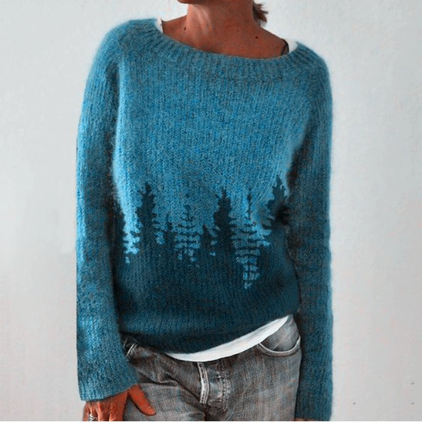 Edeltraud™ | Pullover mit Tannen in Petrol
