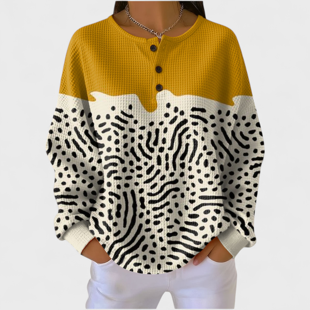 Dietlinde™ | Pullover mit Formen in Ocker