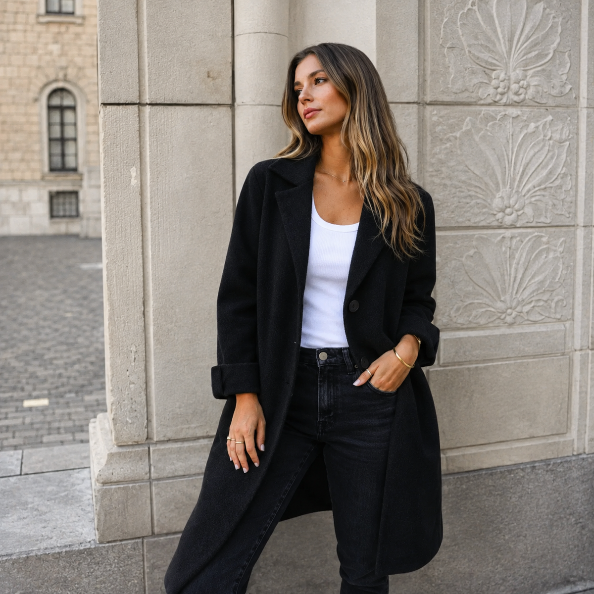 Sandra | Eleganter Knopfmantel