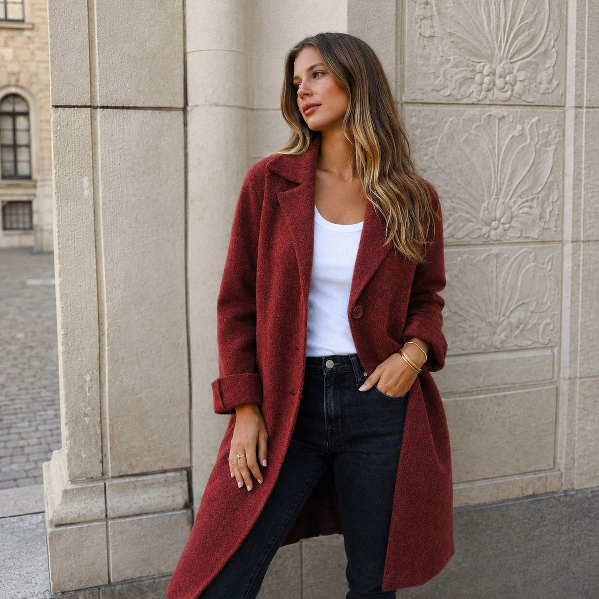 Sandra | Eleganter Knopfmantel