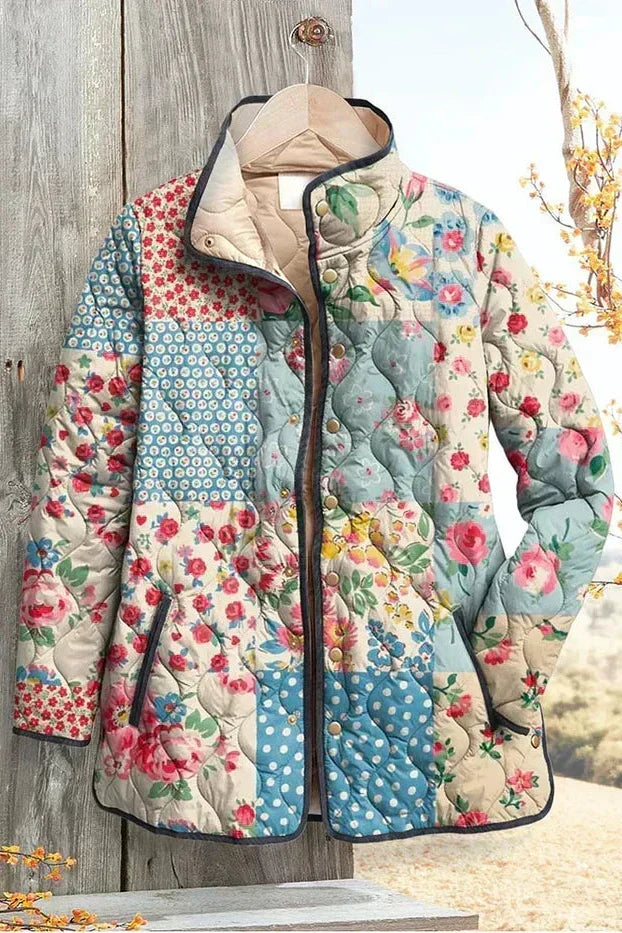 Karoline™ | Steppjacke im Blüten-Patchwork