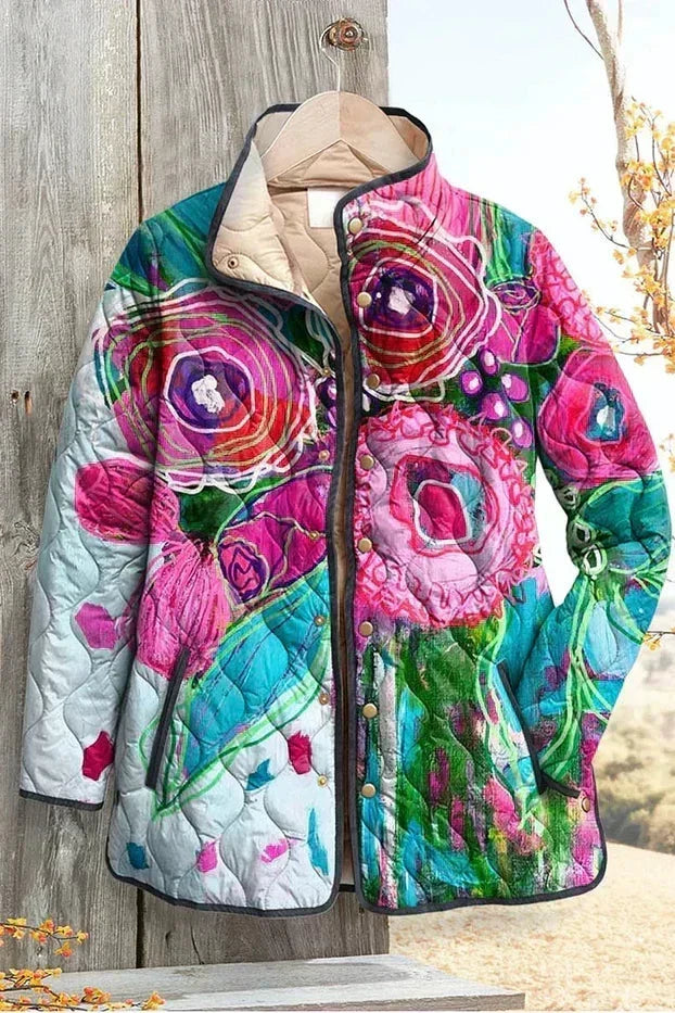 Roswitha™ | Steppjacke mit Blüten in Pink