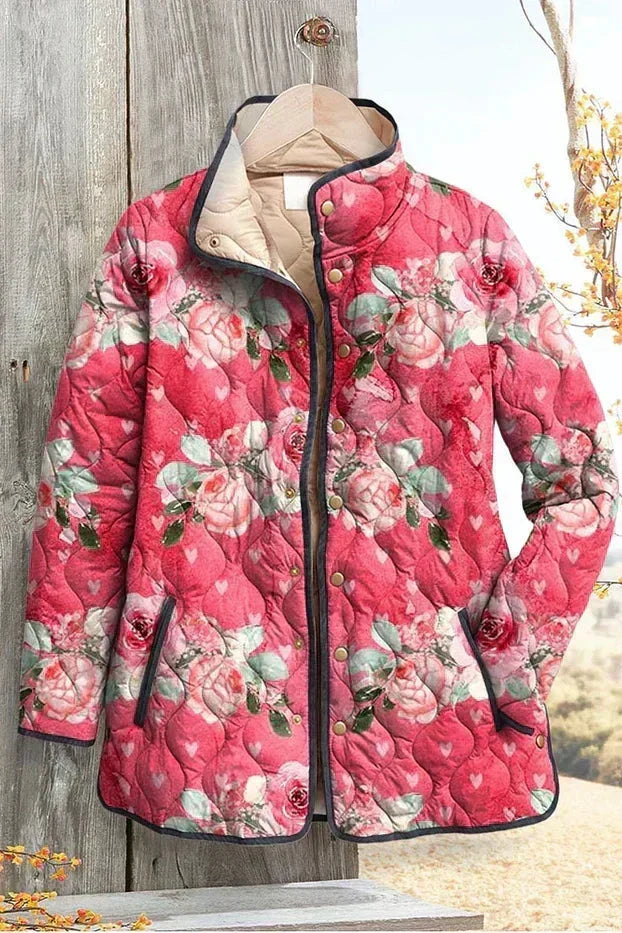 Sieglinde™ | Steppjacke mit Rosen in Beere