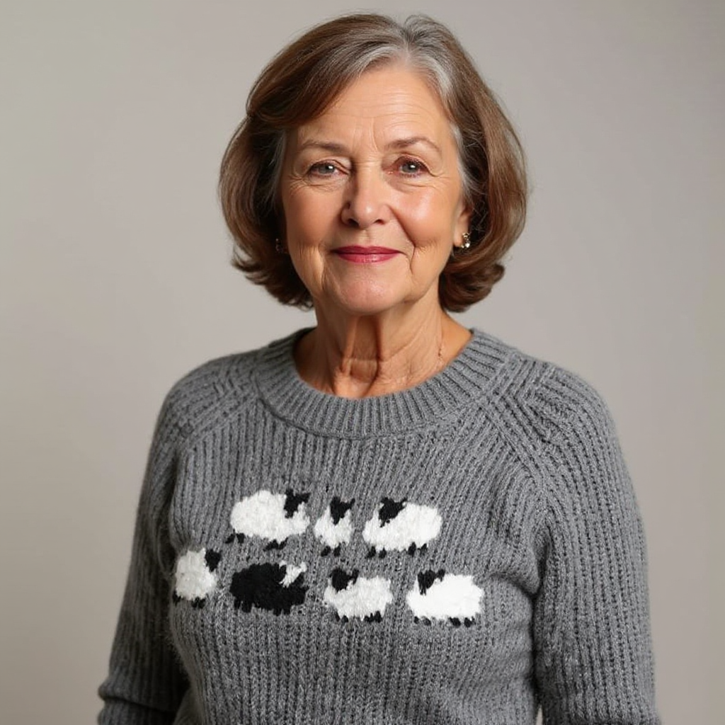 Hildegard™ | Pullover mit Schafen in Grau