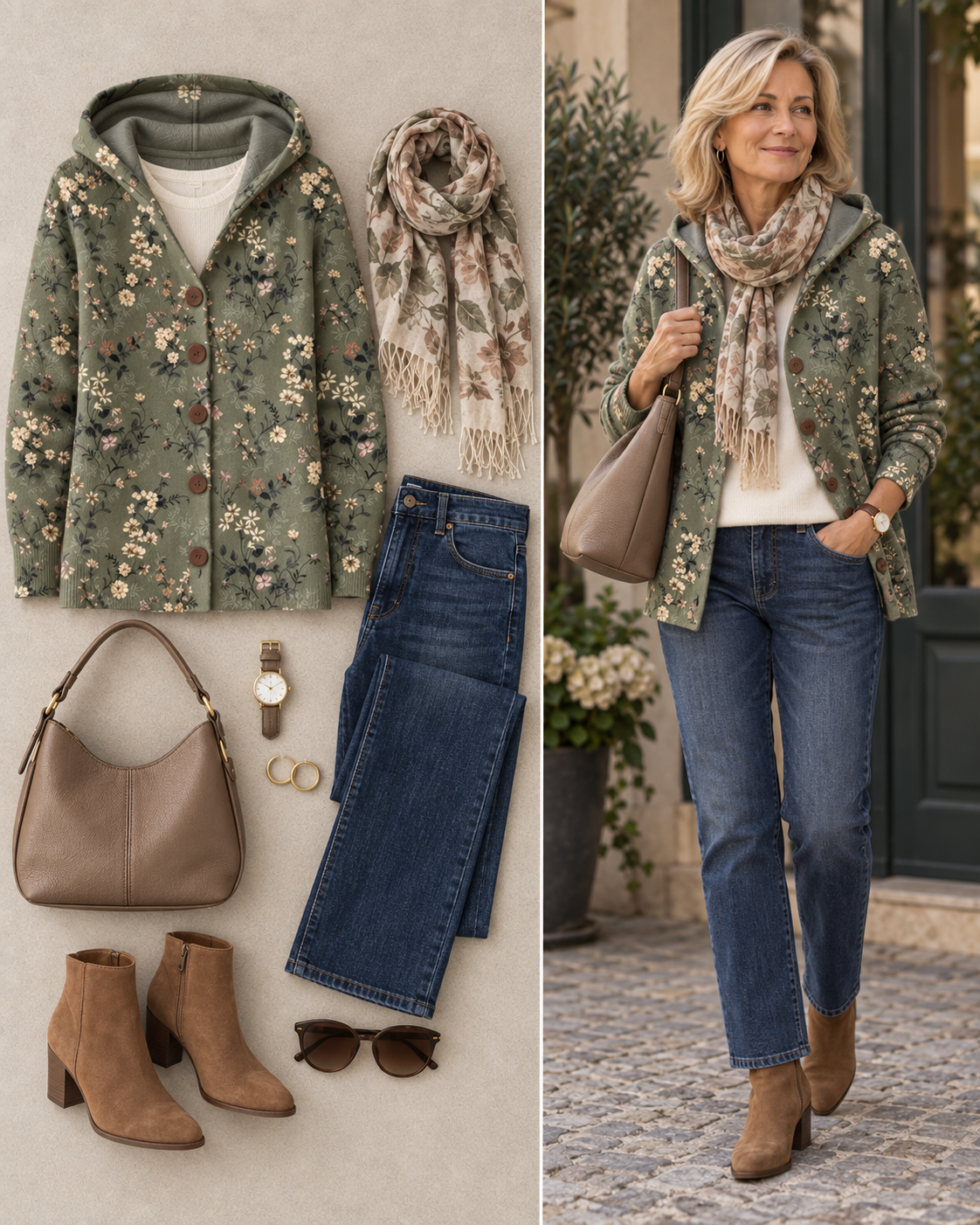 Cardigan Komfort mit Kapuze aus Strick