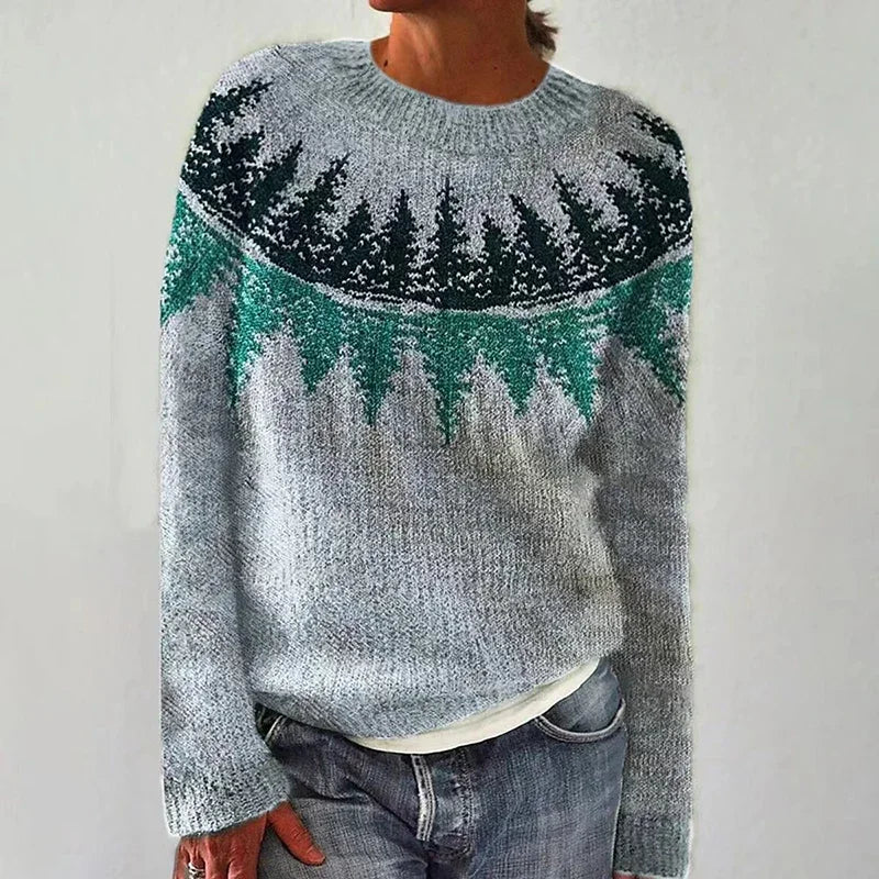 Elsbeth™ | Pullover mit Tannenwald in Grau