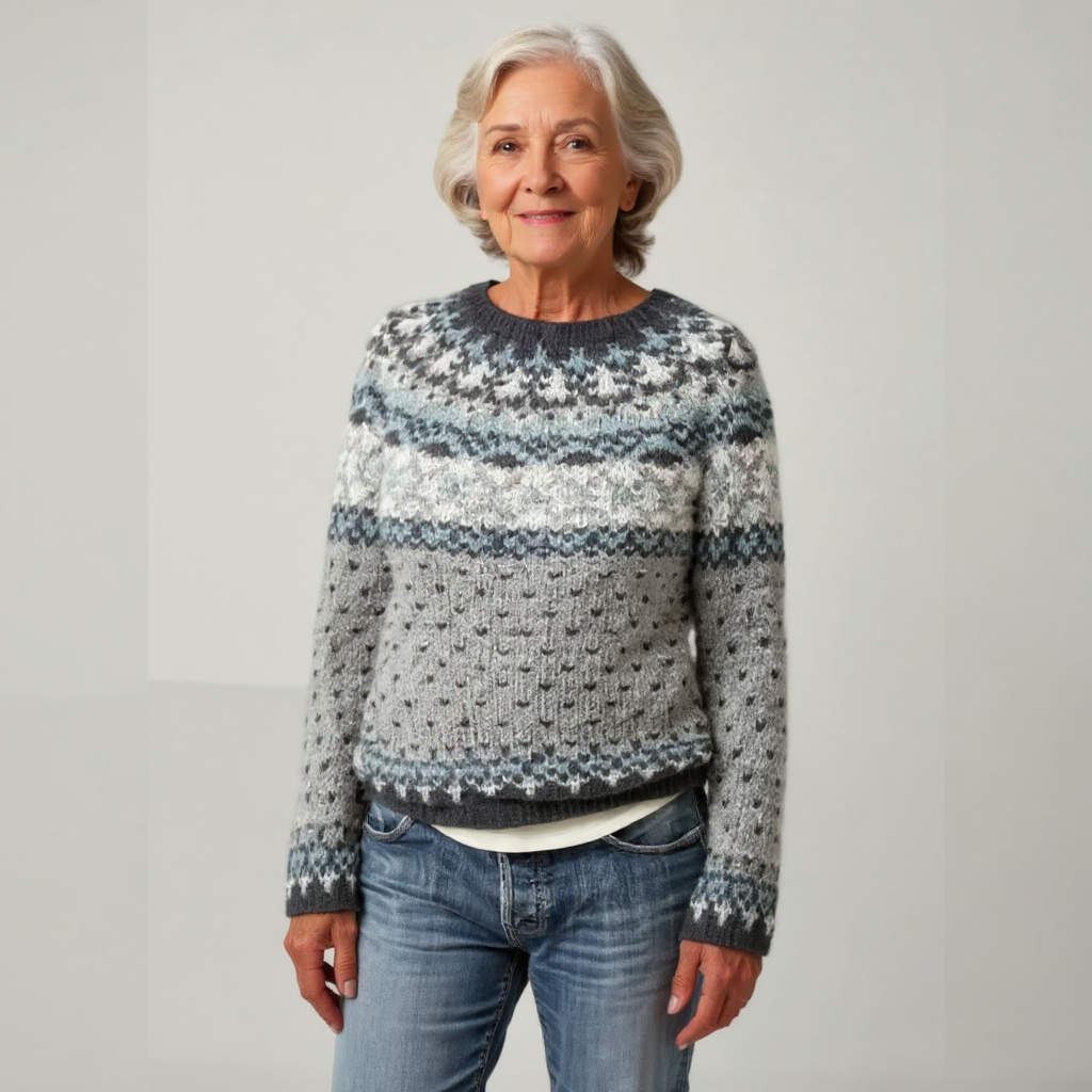 Dörte™ | Pullover in Grau mit Norwegerpasse