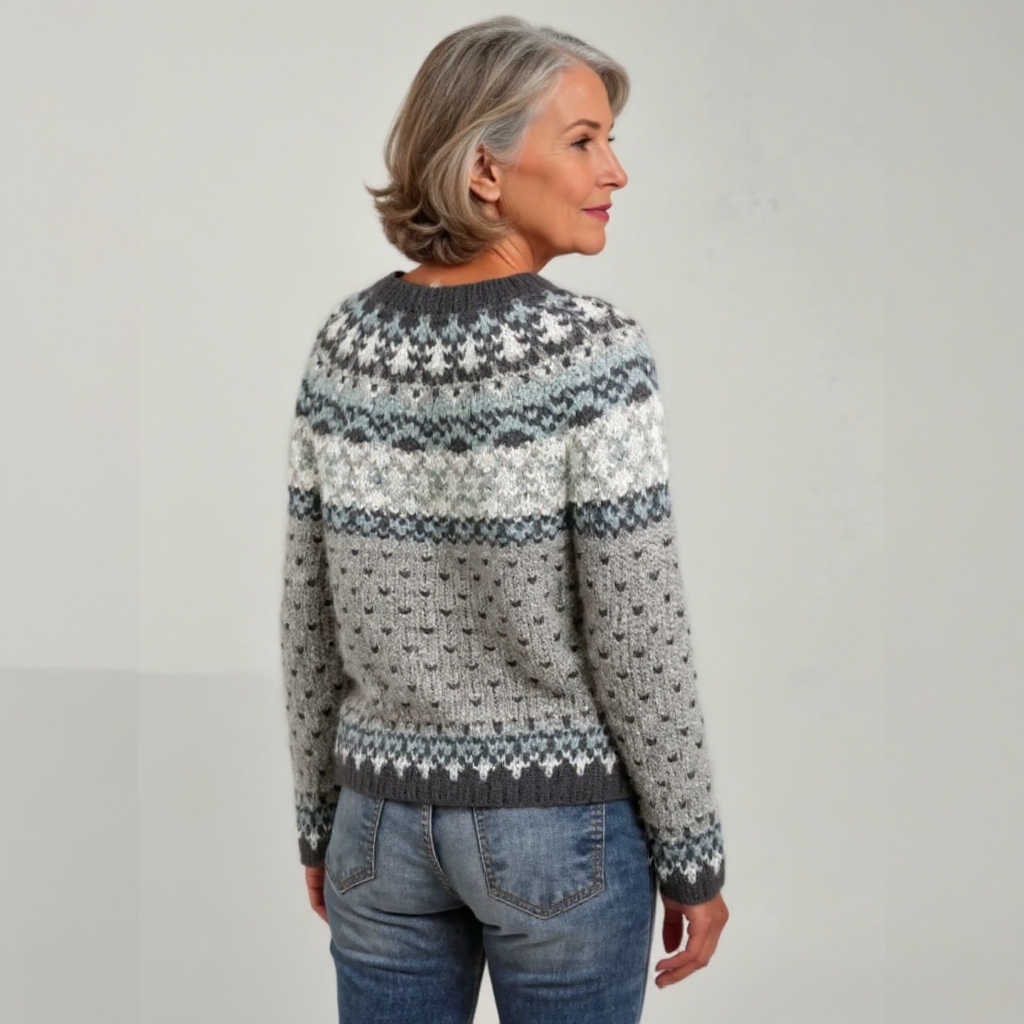Dörte™ | Pullover in Grau mit Norwegerpasse