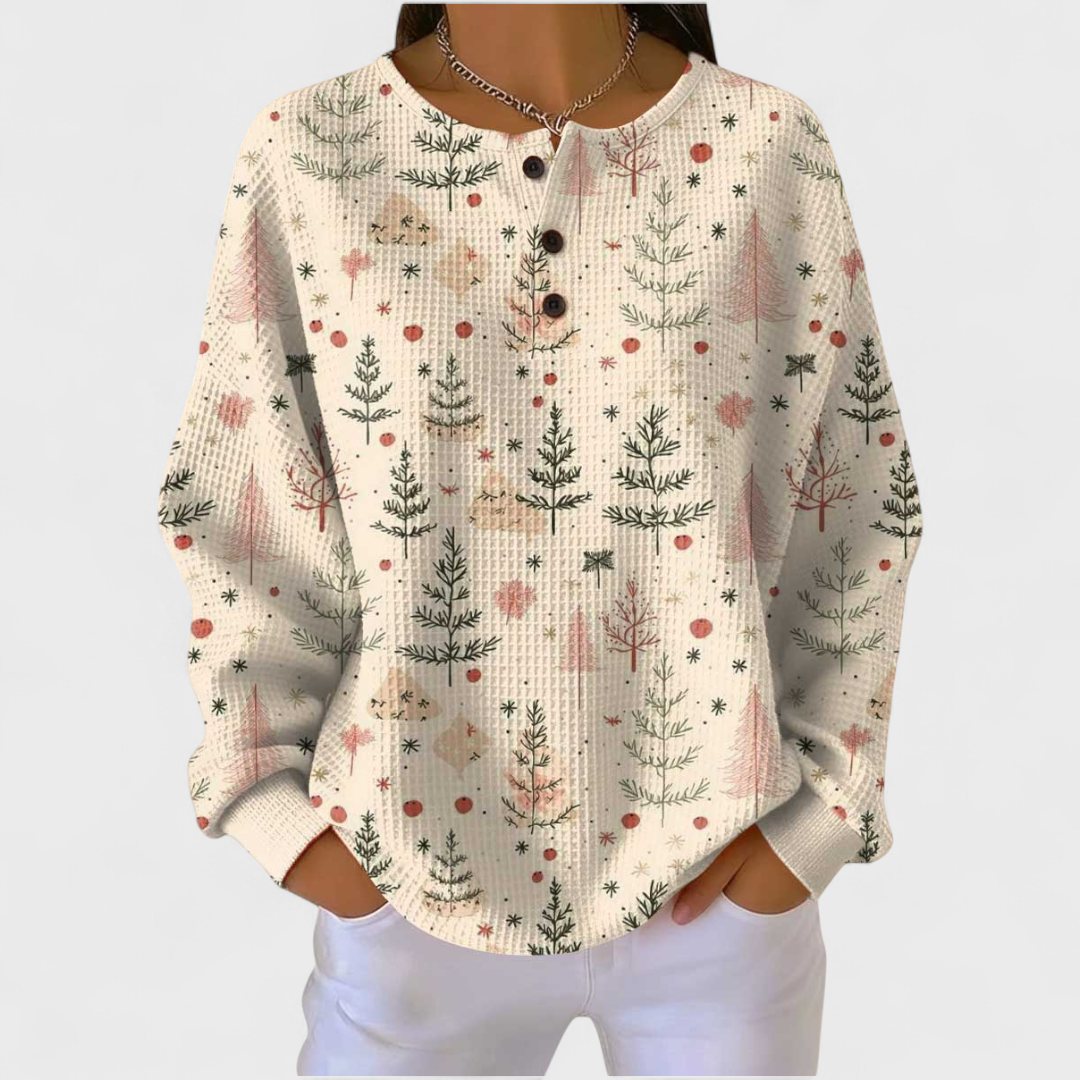 Ingelore™ | Pullover mit Zweigen auf Creme