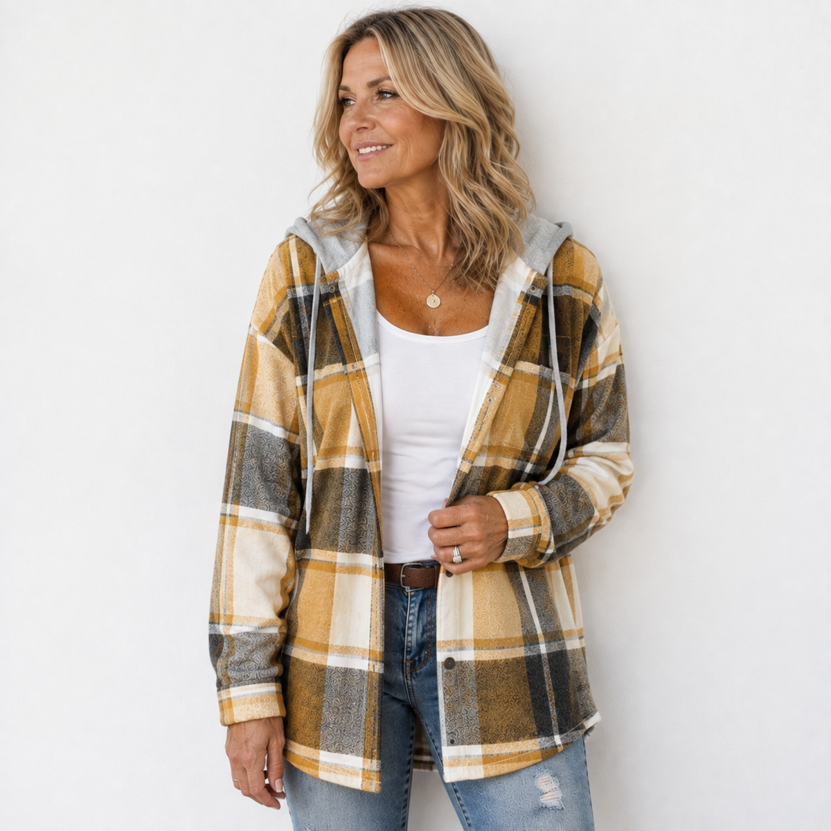 Katja | Karierte Kapuzenjacke