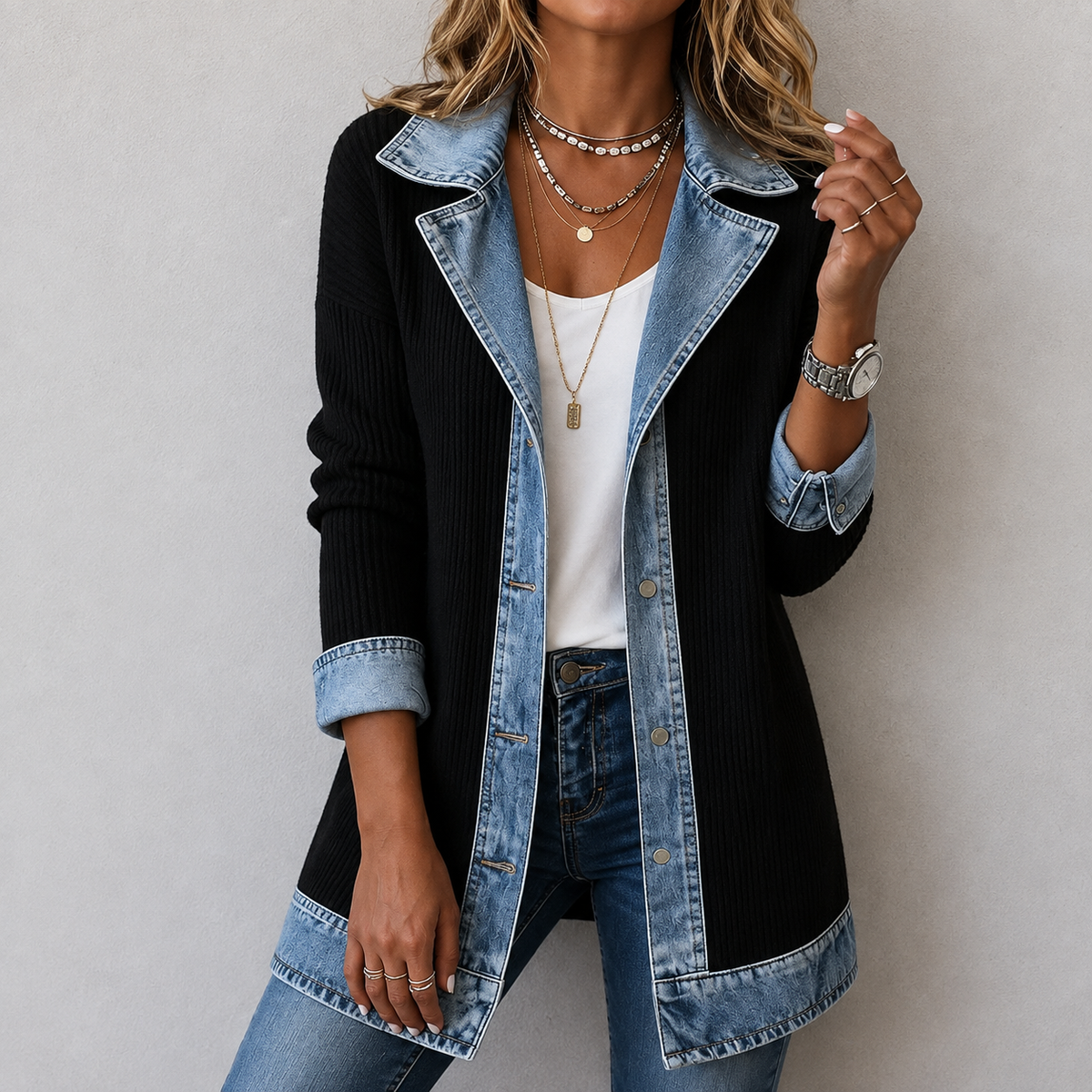 Yvonne | Jacke im Zweifarben-Look