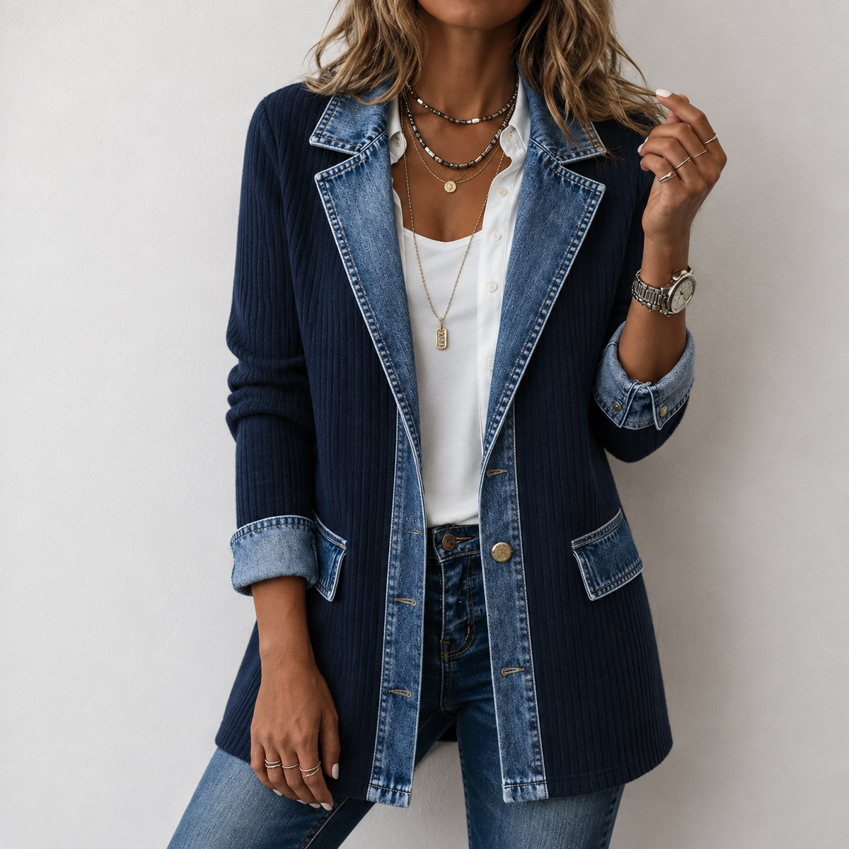 Yvonne | Jacke im Zweifarben-Look