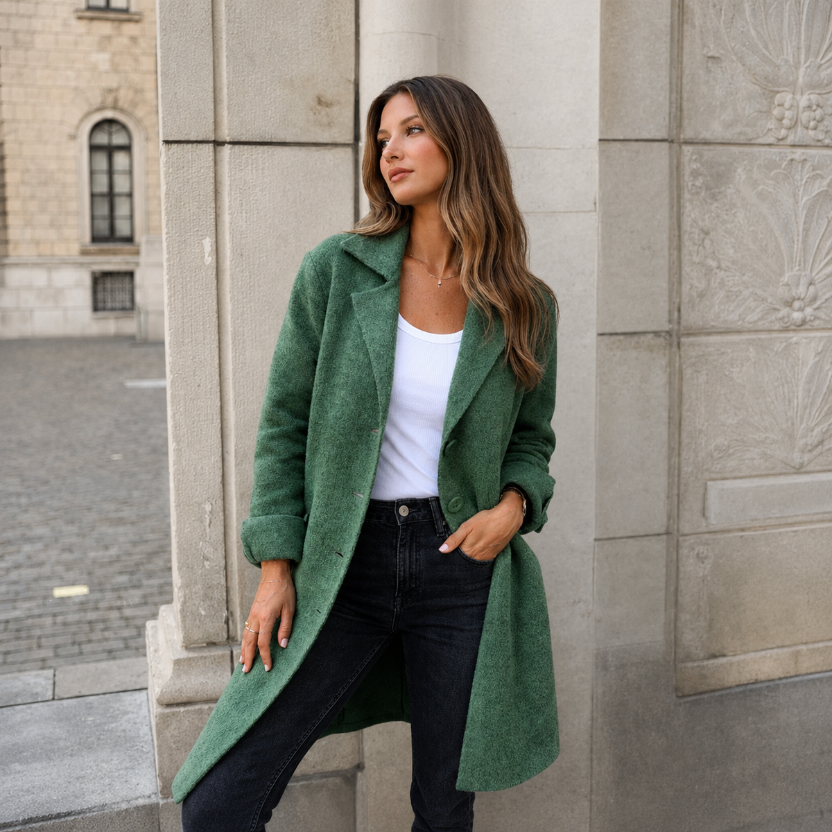 Sandra | Eleganter Knopfmantel