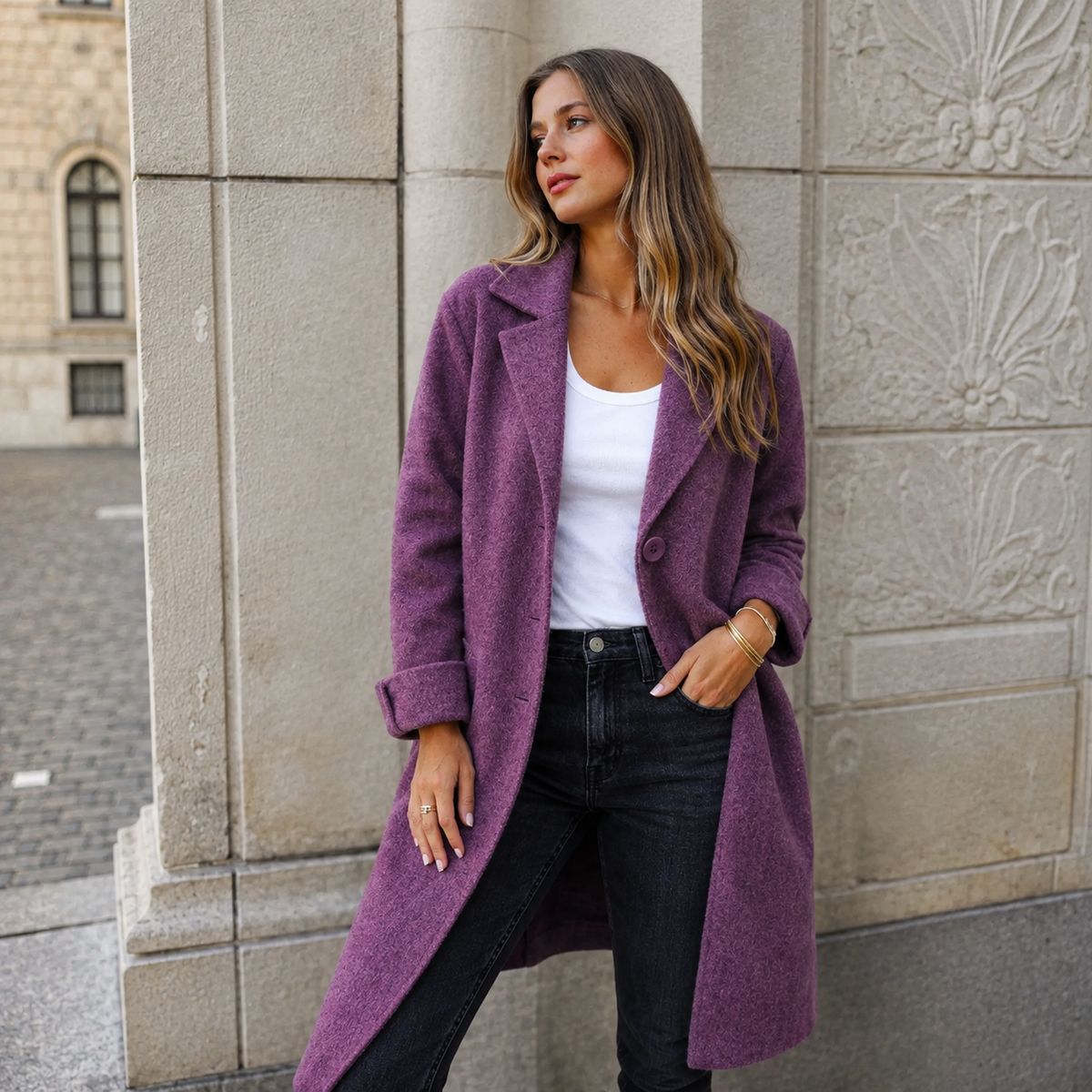 Sandra | Eleganter Knopfmantel
