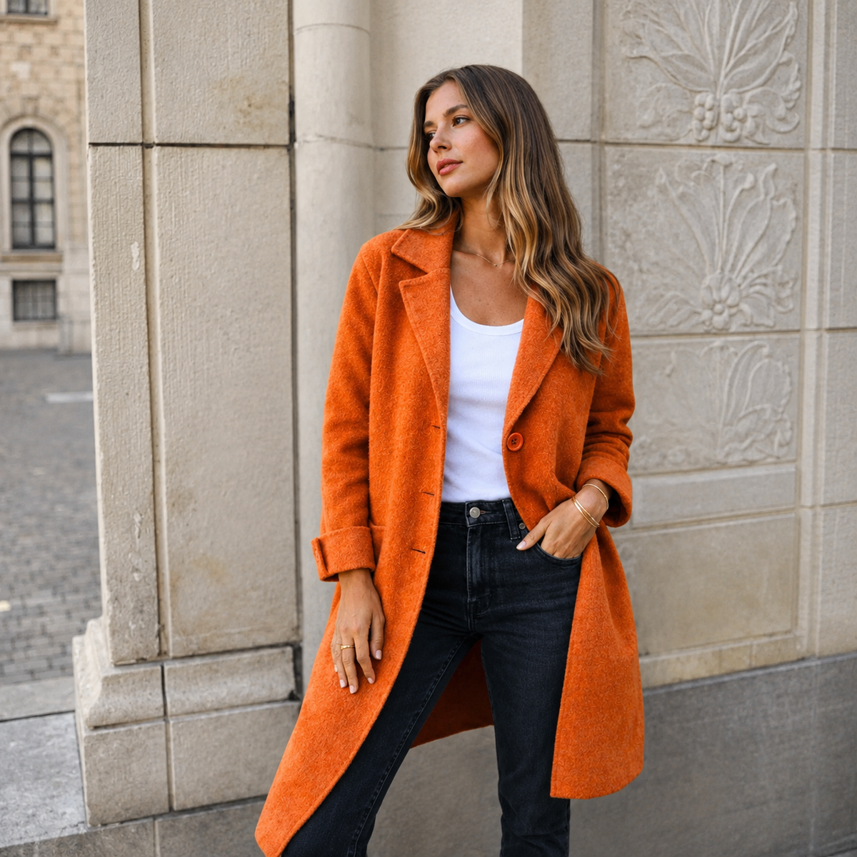 Sandra | Eleganter Knopfmantel