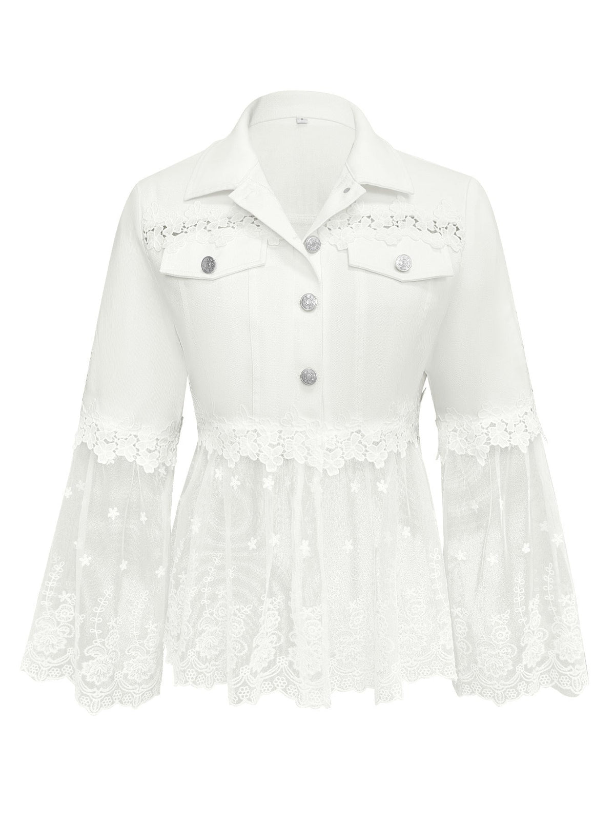 Susanne™ | Weiße Jacke mit durchbrochenem Volant