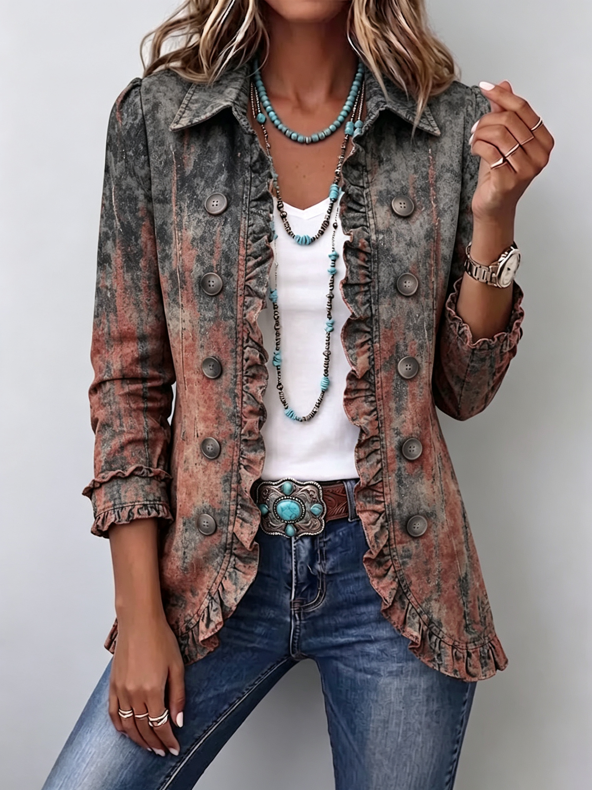 Marlene™ | Blazer im Used-Look mit Verlauf